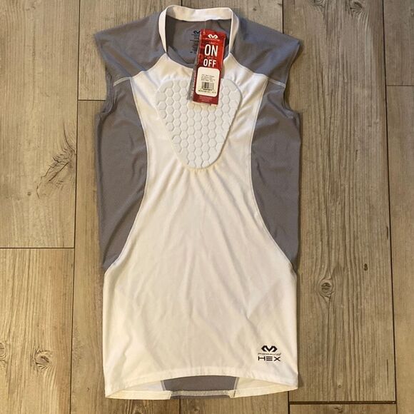 McDavid Mens Hex Sternum Shirt Size Small Bodyshirt w Mesh Top White & Gray - Picture 1 of 7